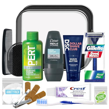 Convenience Kits International Men’s Super Deluxe, 16-Piece Kit with Travel Size TSA Compliant Essentials in Reusable Zippered Toiletry Bag - size: 1 Kit