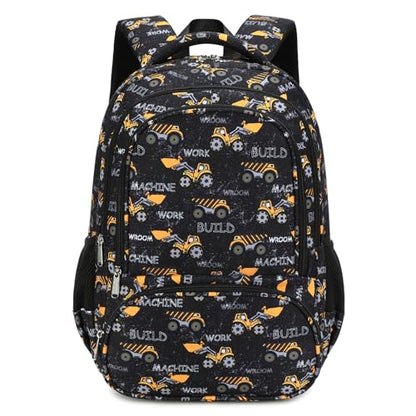 abshoo Lightweight Kids Backpack For Boys Bookbag (Excavator Black) | Multi-pocket,Front chest buckle,Reflective strip, Breathable widened strap, Elementary Kindergarten School Bags - color: Excavator Black