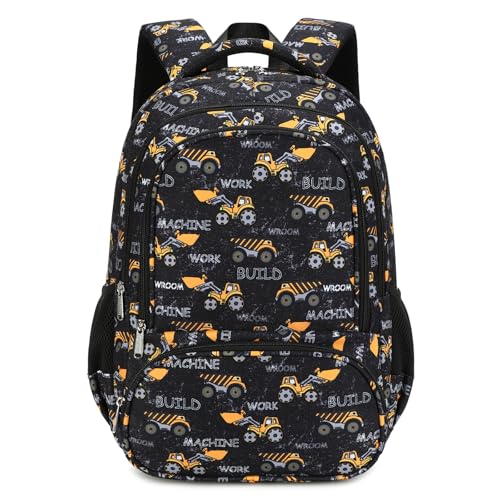 abshoo Lightweight Kids Backpack For Boys Bookbag (Excavator Black) | Multi-pocket,Front chest buckle,Reflective strip, Breathable widened strap, Elementary Kindergarten School Bags - color: Excavator Black