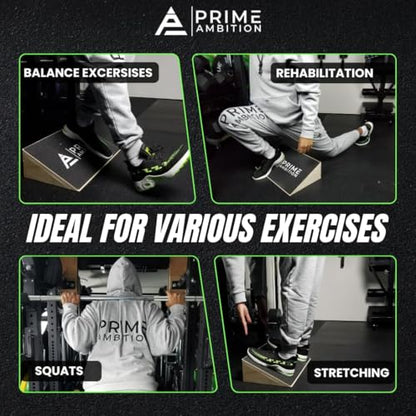 Premium Knees Over Toes Slant Board for Calf Stretching - Athletic Performance, Training Slant Board for Squats - Slanted Squat Board Non-Slip Surface - 25 Degree Incline, 1000 Lbs Weight Capacity
