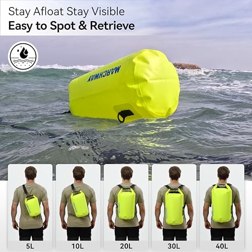 MARCHWAY Floating Waterproof Dry Bag Backpack 5L/10L/20L/30L/40L, Roll Top Sack Keeps Gear Dry for Kayaking, Rafting, Boating, Swimming, Camping, Hiking, Beach, Fishing - color: Bright Yellow, size: 5L