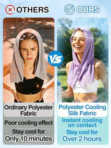 Acostop 3 Pcs Long Lasting Cooling Hoodie Towels for Neck and Face- Absorbent & Quick Drying Cooling Towel Wraps for Women, Sun Protection in Summer Extreme Heat Hot Weather (Blue, Purple, Green) - color: Blue, Purple, Green