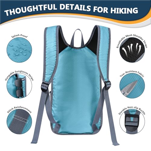 15L Foldable Hiking Backpack,Lightweight Packable Waterproof Machine Washable Daypack with Chest Strap,Small Folding Pack for Travel/Walking for Men&Women-0.52LB Blue - color: Blue