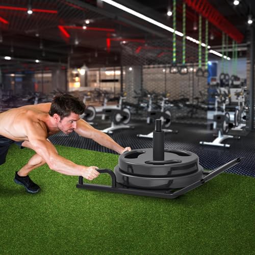Dolibest Weight Sled, Fitness Sled, Workout Sled for Fitness Strength Training and Speed Improvement, Push-Pull Prowler Training, Suitable for 1-2" Weight Plates, Black - color: Black Pull-Push Sled-2