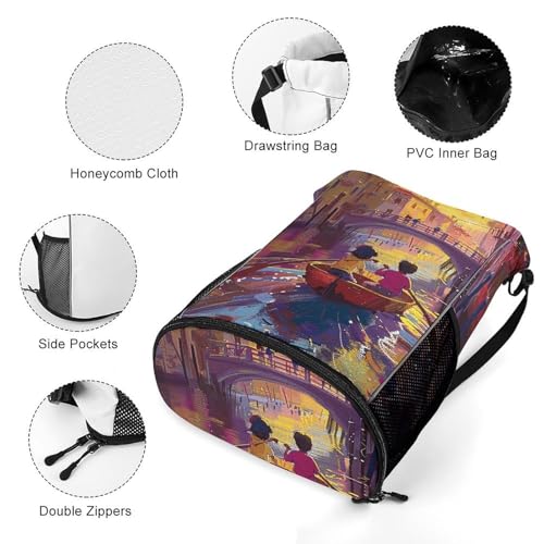 Drawstring Gym Backpack with Shoe Compartment And Wet Pocket, 28L Lightweight Waterproof Take A Raft Sports Backpack for Workout Swim Beach Travel String Bag for Men Women