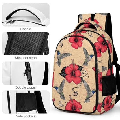 Travel Backpack Purse for Women, Classic Hummingbird Art Lily Flowers Birds Cute Laptop Backpack with Tumbler Holder for Nurse Teacher College Work Casual Daypack - color: Pattern (331)