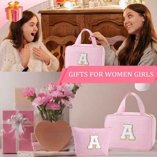 YOOLIFE Birthday Gifts for Women Teenage Girls, Initial Hanging Toiletry Bag for Women Teen Girl, Travel Toiletry Bag Gifts for Mom Daughter Sister Friends, Letter A, Blue - color: Blue, style: A