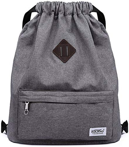 KAUKKO Drawstring Sports Backpack Gym Yoga Bag Shoulder Rucksack for Men and Women(1031-GRAY2PC) - color: 31-grey(2pc)