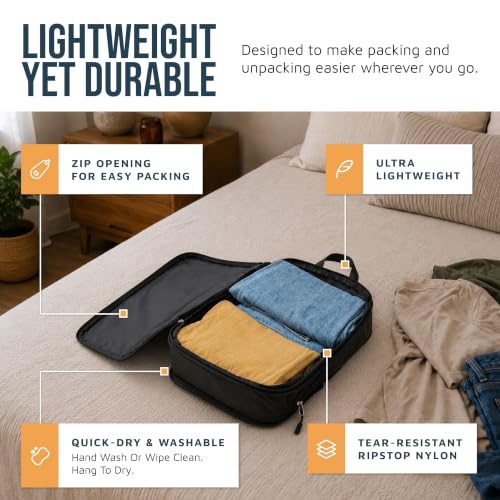 Large Compression Packing Cubes for Travel-Packing Cube Luggage Organizers 7 Piece Set for Checked Luggage-Ultralight, Expandable/Compression Bags by TRIPPED Travel Gear (Black) - color: Black