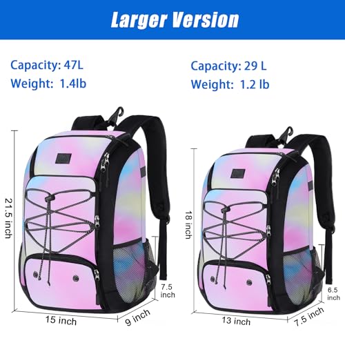 MATEIN Baseball Backpack, Softball Bat Bag with Shoes Compartment for Youth, Boys and Adult, Lightweight Baseball Bag with Fence Hook Hold TBall Bat, Batting Mitten, Helmet, Caps, Teeball Gear - color: Tie Dye, size: 47L