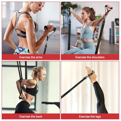 2026 Upgrade Foot Pedal Resistance Band, Adjustable 4-Tube Elastic Pull Rope Fitness Sit-up Exercise Equipment at Home Gym Arm Abs Workout Equipment Leg Stretching Equipment