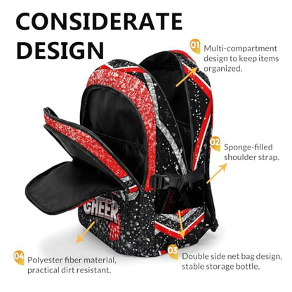 Personalized Girls Backpack Custom Cheers Backpacks, 17 Inch Large Capacity Initial Schoolbag for Kindergarten Middle School Travel - color: Red