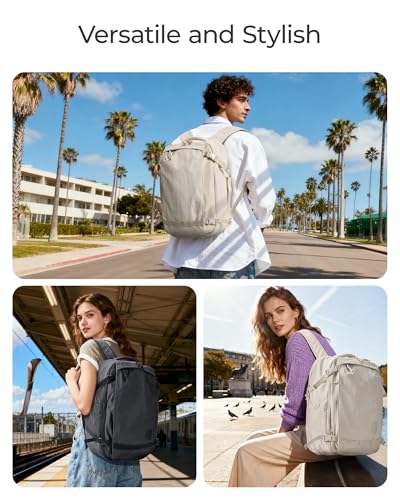 BAGSMART Blast Travel Backpack, 17.3 Inch Carry On Backpack Flight Approved, TSA Approved Personal Item Travel Bag, Water Resistant Weekender Bag Luggage Daypack, Beige - color: Beige, size: 17.3 Inch