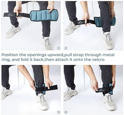 Sportneer Adjustable Ankle Weights for Women and Men 7 lbs/Pair Adjustable Leg Weights with Secure Straps, Strength Training Weighted for Yoga, Walking, Running, Aerobics, Gym, Physical Therapy - color: Dusty Blue