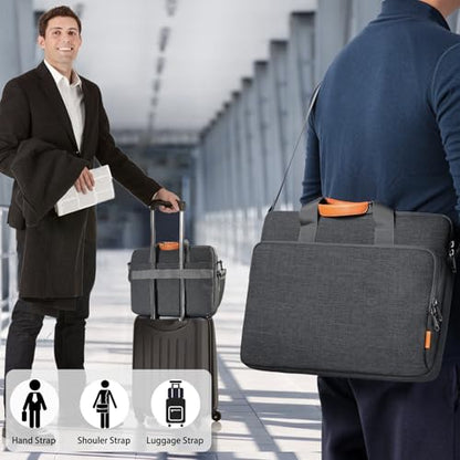 bagasin 17 17.3 18 inch Laptop Computer PC Shoulder Bag Carrying Case, Water-Repellent Fabric Briefcase, Lightweight Toploader, Business Casual or School - color: Grey, size: 17.3