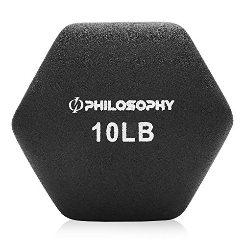 Philosophy Gym Set of 2 Neoprene Dumbbell Hand Weights, Hexagon Shape - style: Black 10 lb Pair