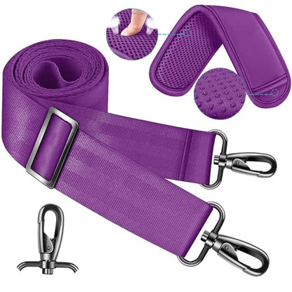 ZINZ 60 Inch Shoulder Strap with Removable Ultra-Thick Pad, Adjustable Buckles Shoulder Crossbody Strap for Luggage Bag - color: Purple