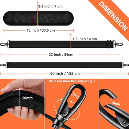 ZINZ 60 Inch Shoulder Strap with Removable Ultra-Thick Pad, Adjustable Buckles Shoulder Crossbody Strap for Luggage Bag - color: Black