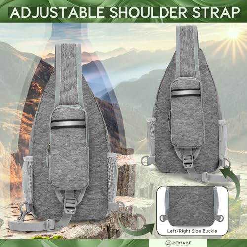 ZOMAKE Sling Bag,Small Crossbody Sling Backpack,Water Resistant Shoulder Daypack for Travel,Anti Thief Chest Bag for Hiking(Gray-Black) - color: Gray-black