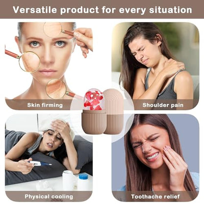 XHJRI Ice Face Roller Massager,Ice Cube Roller for Face, Eyes and Neck Naturally Conditioning and Skin Care,De-Puff Eye Bags,Reduce Migraine Pain,Reusable Massage Silicone Ice Mold (Coffee) - color: Coffee