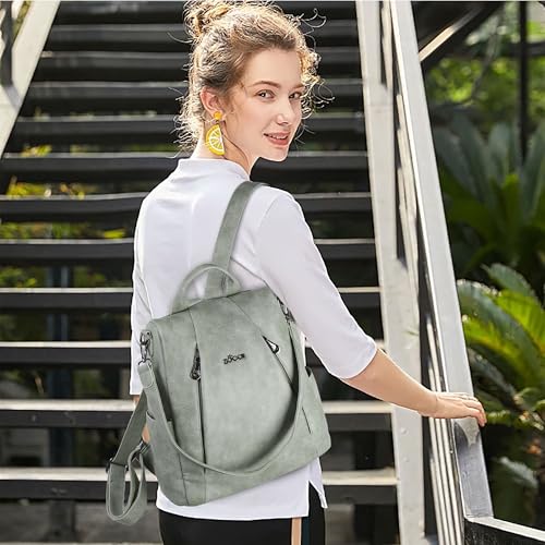 ZOCAI Backpack Purse for Women Medium Anti-Theft Backpacks Purses Design Leather Shoulder Bags with Removable Strap - color: Light Green