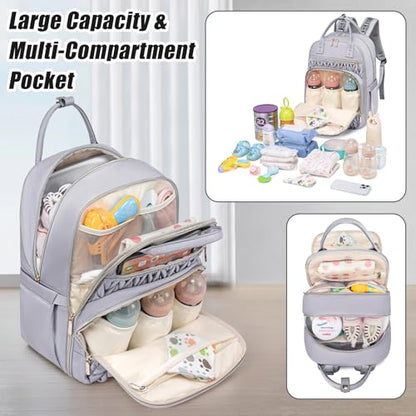 Tealari Diaper Bag Backpack,Stylish Baby Diaper Bag,Waterproof Travel Diaper Backpacks Baby Bags with Changing Pad,Stroller Straps,Insulated Pockets (Gray) - color: Gray