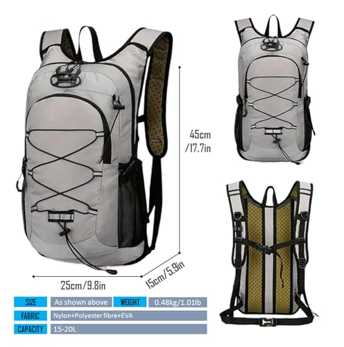 Lightweight Cycling Hydration Backpack,Large Capacity Pack for Travel,Hiking,Climbing,Skiing,Running Daypack for Men Women (Grey) - color: Grey