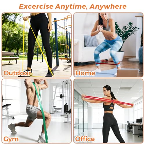 5 Levels Resistance Bands Set, with Door Anchor and Handles, Heavy Duty Pull Up Assist Bands, Workout Exercise Bands for Gym, Physical Training, Yoga and Home Fitness