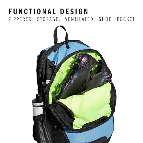 adidas Stadium 4 Soccer Backpack – Team Sports Bag with Ball Pocket, 36L - color: Light Blue/3.0
