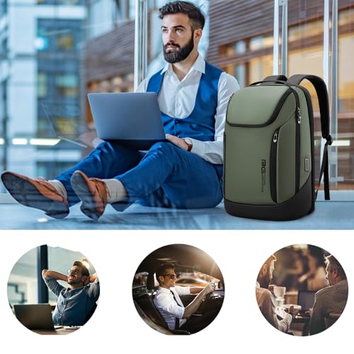 FUTURE AESTHETIC Business Smart Backpack Waterproof fit 15.6 Inch Laptop Backpack with USB Charging Port,Travel Durable Backpack - color: Green