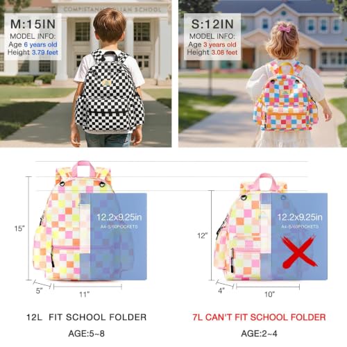 STEAMEDBUN Toddler Backpack Boys Girls 2-4, Preschool Daycare Backpack -12inch - color: Pink Checkerboard, size: Mini-12"H(not fit folder)