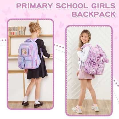 PIG PIG GIRL Kids Backpack for Girls School Bags for Middle School Students Book Bag for Elementary Primary Kawaii Ita Backpack, Purple Butterfly - color: Purple Butterfly