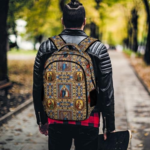 Laptop Backpack Catholic Saints Images, Work Backpack with Breathable Shoulder Straps for Office Commute - color: Pattern (323)