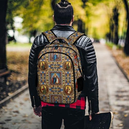 Laptop Backpack Catholic Saints Images, Work Backpack with Breathable Shoulder Straps for Office Commute - color: Pattern (323)