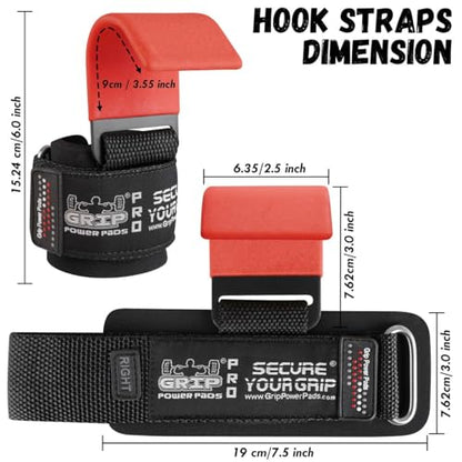 Weight Lifting Rod Hooks Heavy Duty Wrist Wraps Power Weight Lifting Training Gym Grips Straps Set of 2 - color: RED, size: WOMEN-Wrist Size Small/Medium