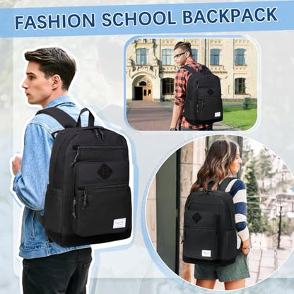 Chase Chic School Backpack for Men Women,Water Resistant Bookbag/Schoolbag/Daypack for Teen Boys Girls High School,College,Work,Travel All Black - color: All Black