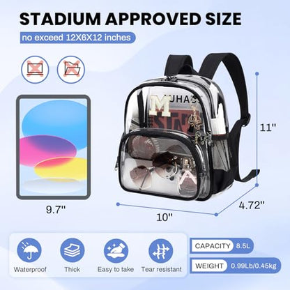 PIG PIG GIRL Clear Backpacks for Stadium Events Approved 12×6×12 Clear Bookbag for Women Mini Transparent Letter Back Pack, Black, Letter-M - color: Black, style: M