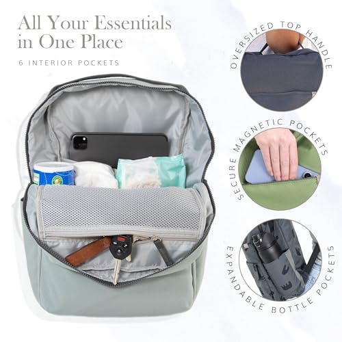 RED ROVR Roo Lightweight 1 LB Diaper Bag Backpack | 11 organizational pockets| Durable & Water-Resistant (Sage) - color: Sage
