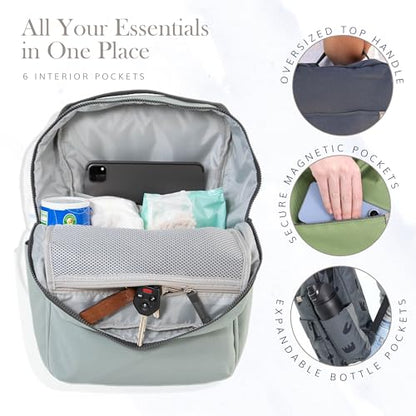 RED ROVR Roo Lightweight 1 LB Diaper Bag Backpack | 11 organizational pockets| Durable & Water-Resistant (Sage) - color: Sage