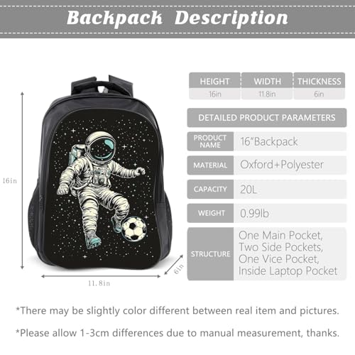 Soccer Backpack Kids Sports Bookbag 16inch Schoolbag With Lunch Box Bag And Pencil Case Set For Boys Girls - color: Soccer