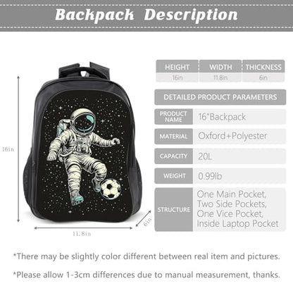 Soccer Backpack Kids Sports Bookbag 16inch Schoolbag With Lunch Box Bag And Pencil Case Set For Boys Girls - color: Soccer