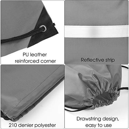 KUUQA 12 Pcs Drawstring Backpack Bag Bulk Reflective Gray - color: Gray