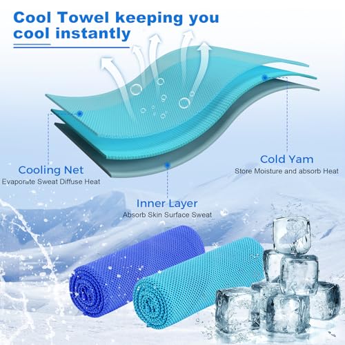 Amgico 4 Pack Cooling Towel for Neck and face(40"x12"), Cooling Neck Wraps, Quick Dry Towels, Ice Towel for Gym, Yoga, Running, Workout - color: Light Blue/Gray/Dark Gray/Black