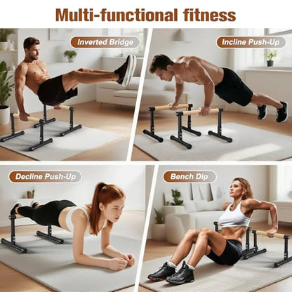 RELIFE REBUILD YOUR LIFE Dip Station Functional Heavy Duty Dip Stands Fitness Workout Dip bar Station Stabilizer Parallette Push Up Stand - color: Black-04