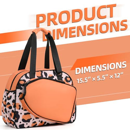 Boulder Bee Pickleball Tote Bag for Women with Paddle Holder - color: Brown leopard