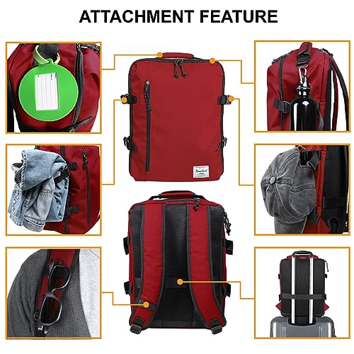 Lightweight Under-seat Backpack for Clothes Travel Overnight Women Men, 15.6 Laptop Minimalist Backpack, Stylish and Casual, Red - color: Red