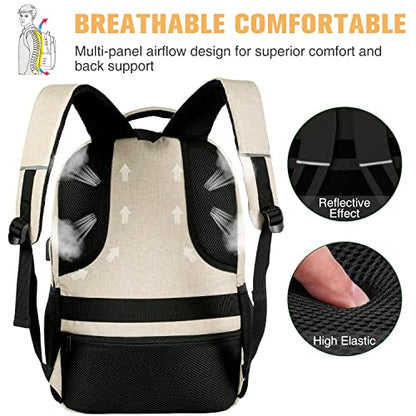 Paude Backpack for Teens, Laptop, College, University, Business, Travel - 15.6 Inch, Beige - color: Beige, size: 15.6 inch