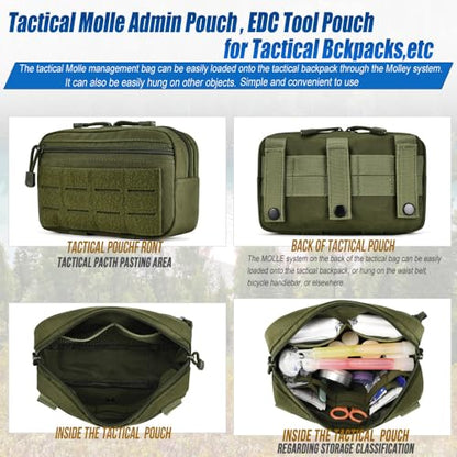 Upgraded Tactical Drawstring Molle Water Bottle Holder Tactical Pouches - color: Green-2pack