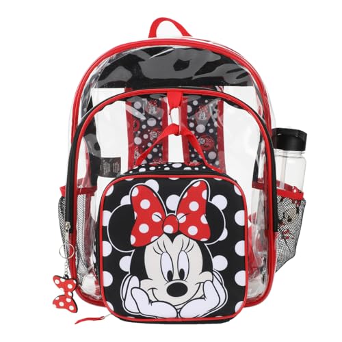 Disney Minnie Mouse 5-Piece Backpack & Lunchbox Set With Water Bottle - color: 5-pc Minnie Mouse Burgundy, size: 16 Inches