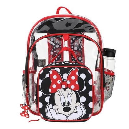 Disney Minnie Mouse 5-Piece Backpack & Lunchbox Set With Water Bottle - color: 5-pc Minnie Mouse Burgundy, size: 16 Inches
